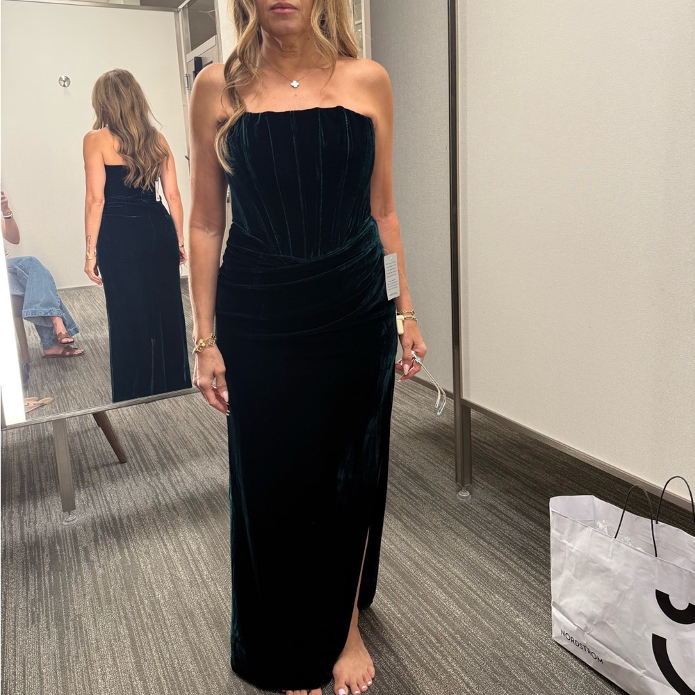 Bardot Dark Green Strapless Dress
